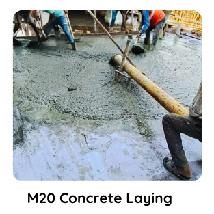 M20 grade concrete laying by KBSOL Energetics LLP on construction site